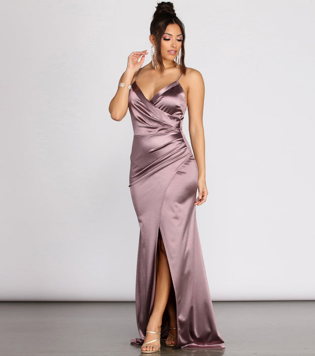 Julina Wrap Satin Dress | Windsor